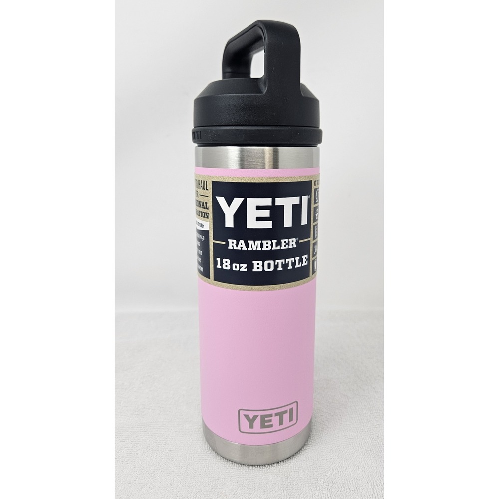 YETI Limited Edition POWER PINK 18oz Rambler Bottle w/2pc Chug Cap NEW!